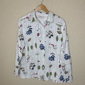Vintage Erika Collection Button Up Long Sleeve Mushroom print 🍄